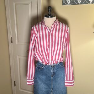 J Crew Red Stripe Blouse
